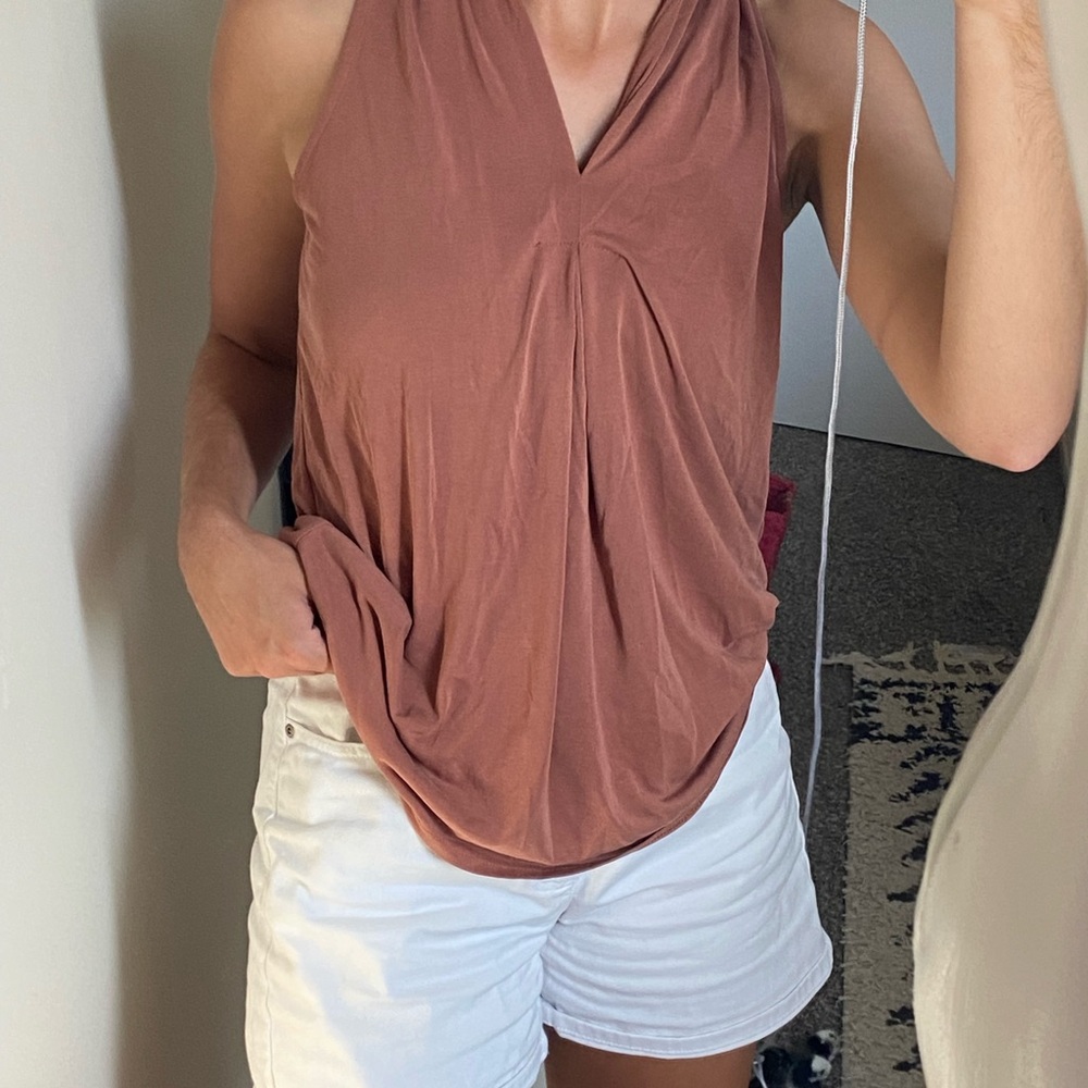 Green Envelope Brown Sleeveless Tank Top